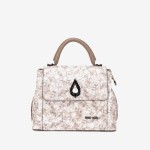 Geantă crossbody ENZO NORI model LANA din piele naturală bej cu imprimeu