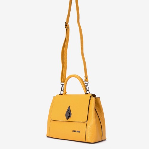 Geantă crossbody ENZO NORI model LANA din piele naturală galben