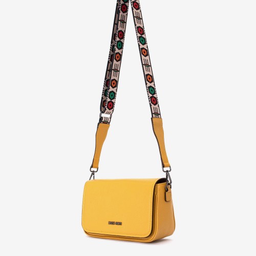 Geantă crossbody ENZO NORI model KALA din piele naturală galben