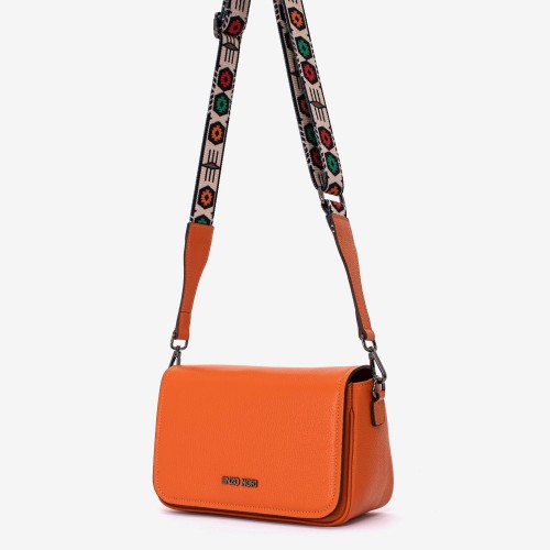 Geantă crossbody ENZO NORI model KALA din piele naturală orange