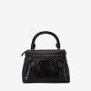 Geanta crossbody ENZO NORI model DORY din piele naturală negru cu imprimeu - Imagine 4