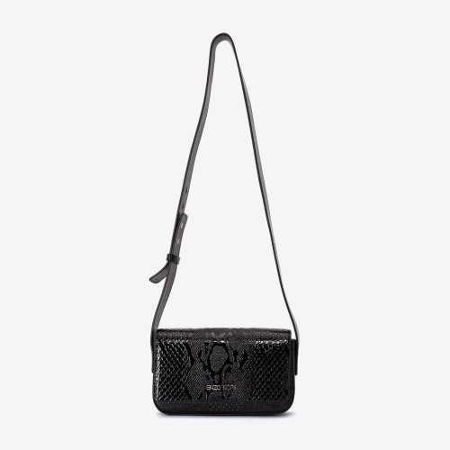 Geantă crossbody ENZO NORI model MEGAN din piele naturală negru laser