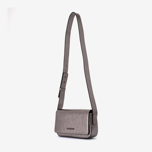 Geantă crossbody ENZO NORI model MEGAN din piele naturală gri