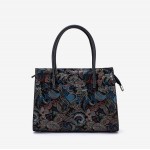 Geanta dama ENZO NORI BEATE, piele naturala, negru-albastru paleta