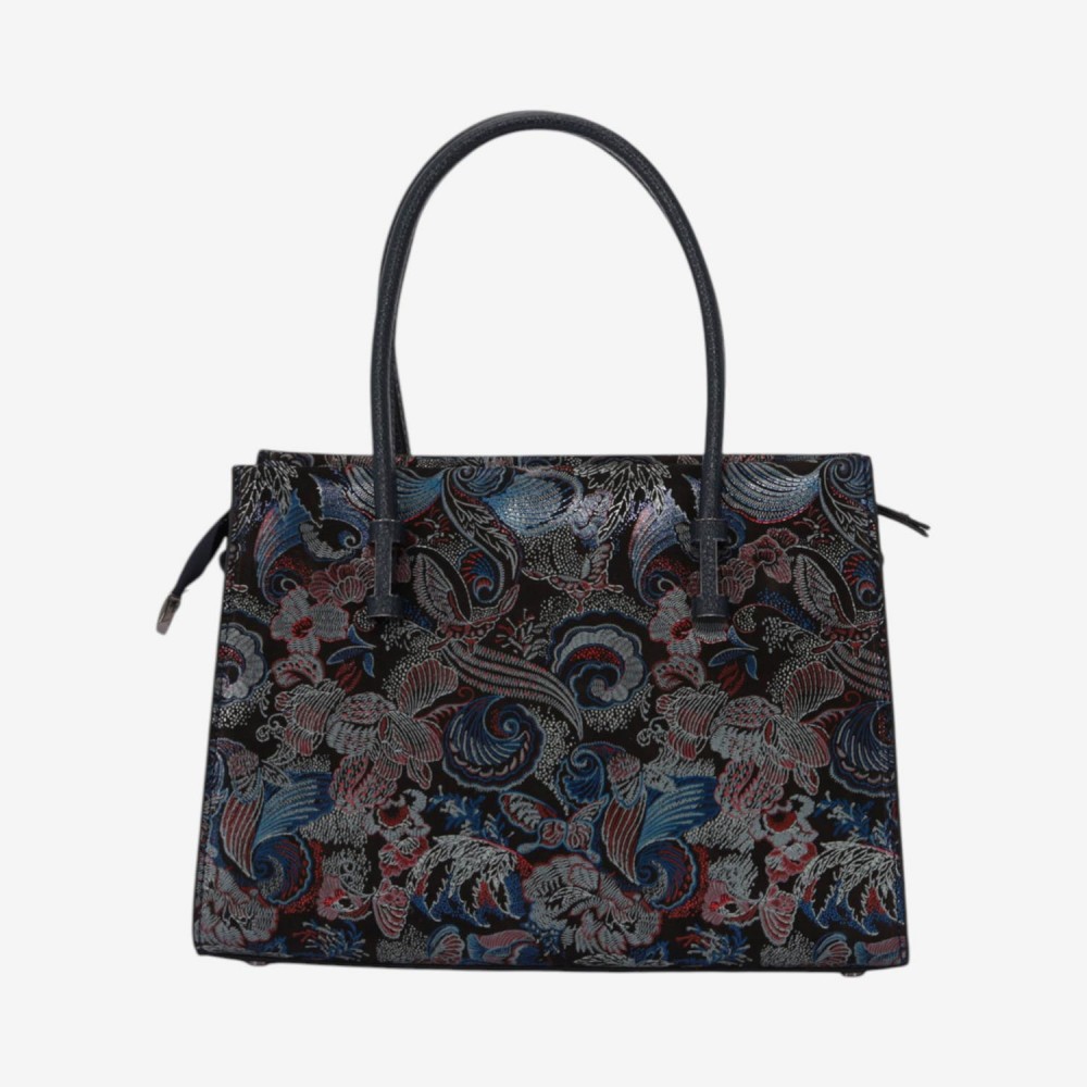 Geanta dama ENZO NORI BEATE, piele naturala, negru-albastru paleta