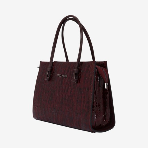 Geanta dama ENZO NORI BEATE, piele naturala, burgundy lacuita