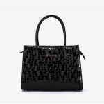 Geanta dama ENZO NORI BEATE, piele naturala, neagra lacuita