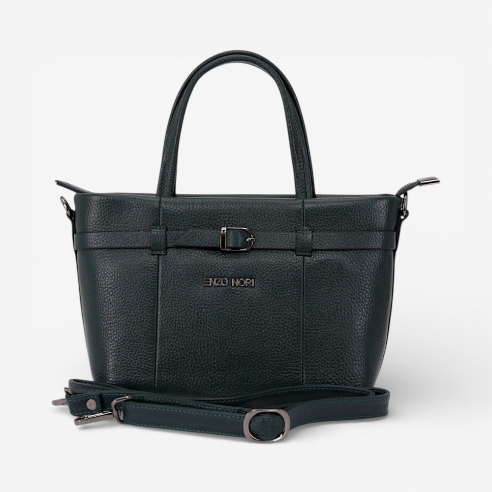 Geanta dama ENZO NORI RAYA, piele naturala verde inchis