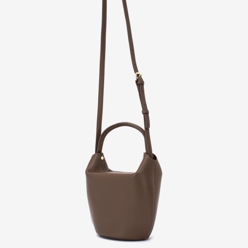 Geanta crossbody ENZO NORI model DARA din piele naturală maro inchis