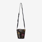 Geantă crossbody ENZO NORI model ALINE din piele naturală albastru cu flori