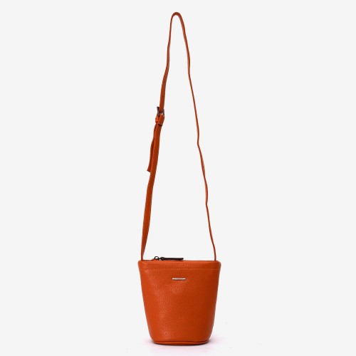 Geantă crossbody ENZO NORI model ALINE din piele naturală orange