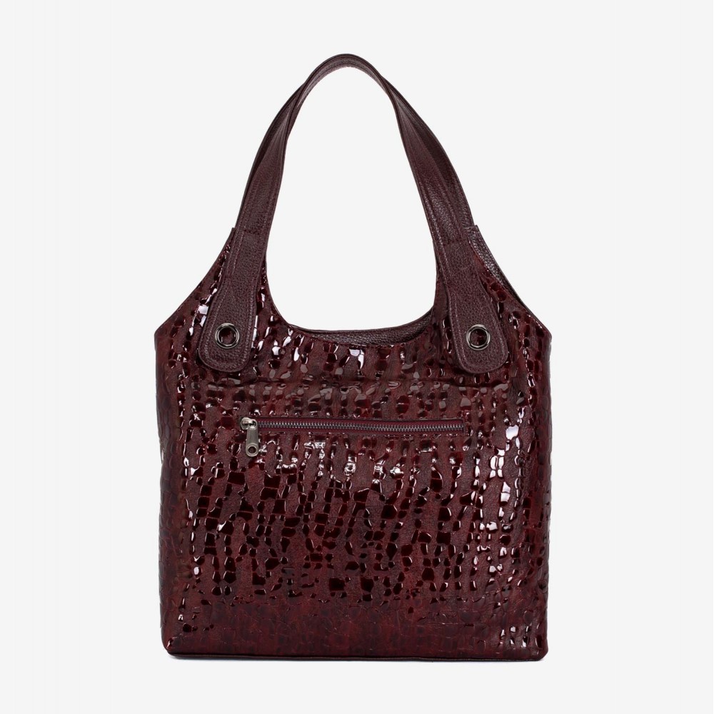 Geanta dama ENZO NORI MEG, piele naturala, burgundy lacuita