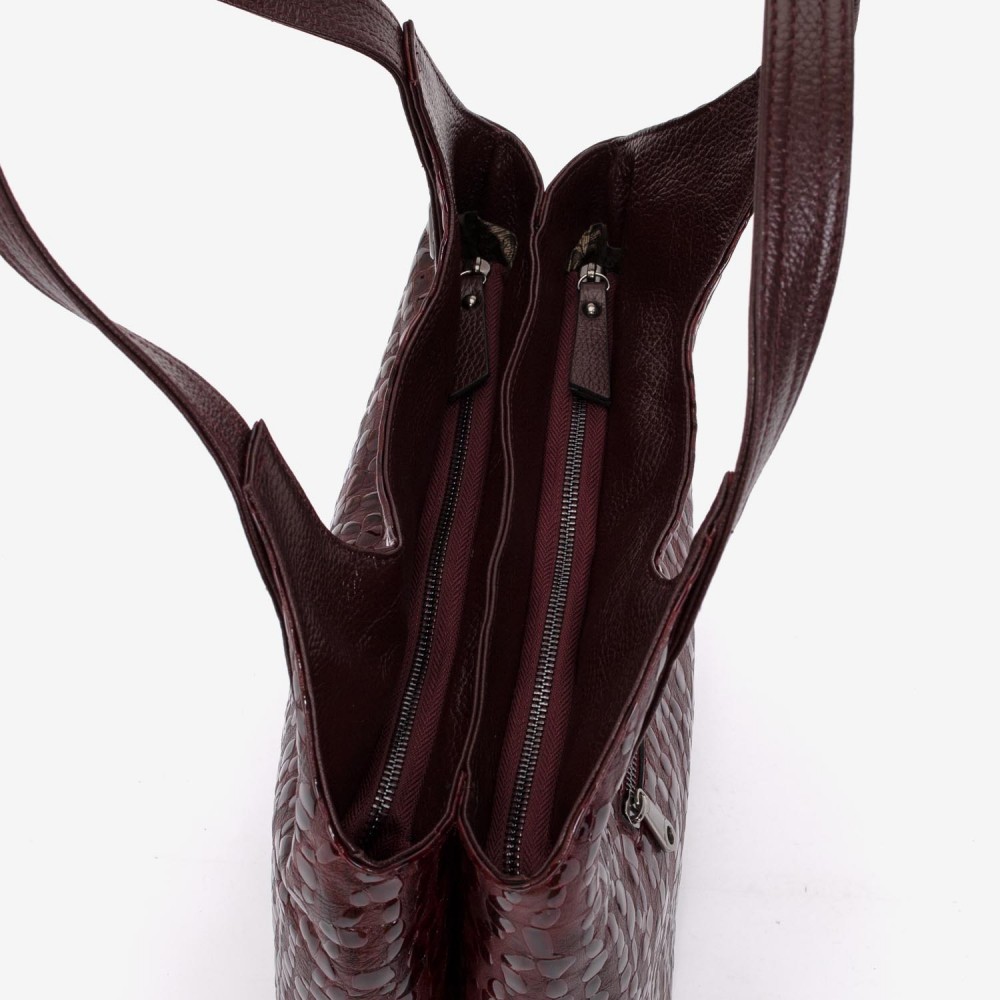 Geanta dama ENZO NORI MEG, piele naturala, burgundy lacuita