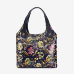 Geanta dama ENZO NORI MEG, piele naturala, albastru cu flori