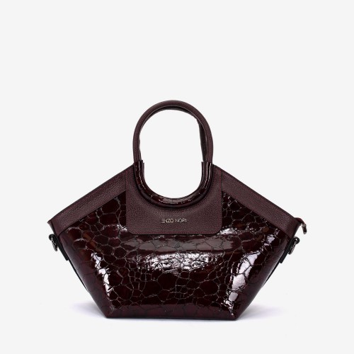 Geanta dama ENZO NORI model DOLORES piele naturala burgundy lacuita