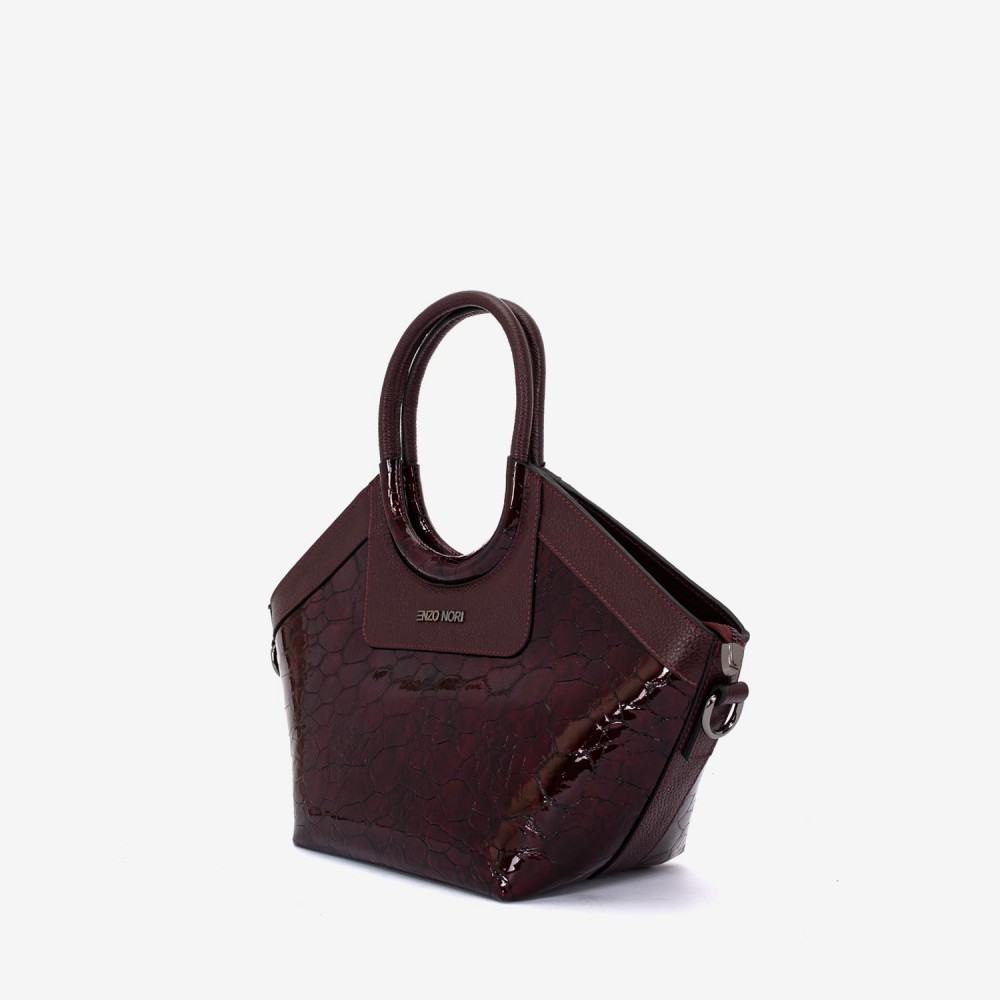 Geanta dama ENZO NORI model DOLORES piele naturala burgundy lacuita
