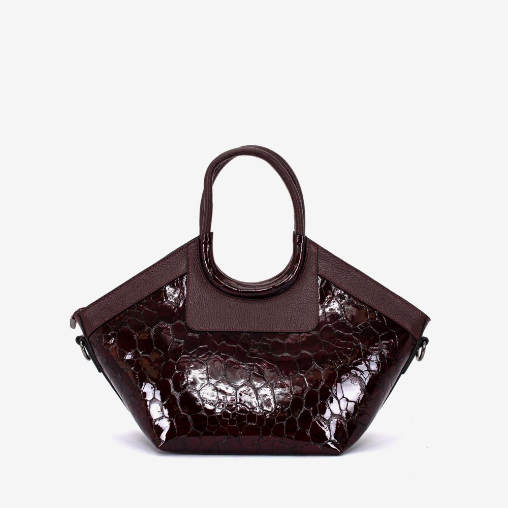 Geanta dama ENZO NORI model DOLORES piele naturala burgundy lacuita