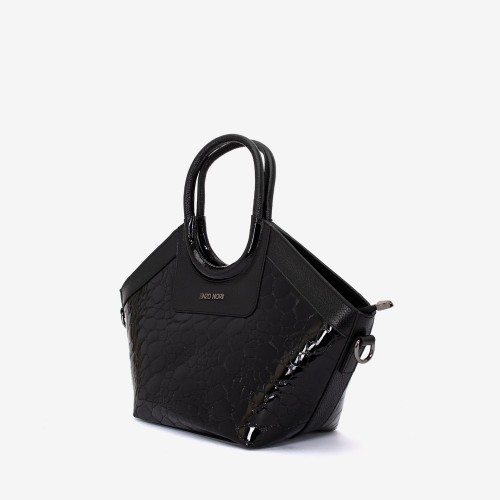 Geanta dama ENZO NORI model DOLORES piele naturala neagra lacuita