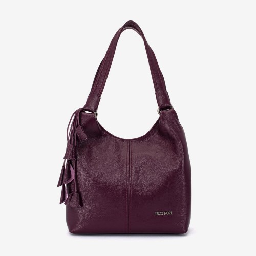 Geanta shopper model ROSE din piele naturală violet