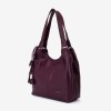 Geanta shopper model ROSE din piele naturală violet - Imagine 2