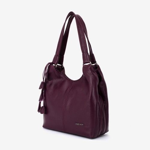 Geanta shopper model ROSE din piele naturală violet