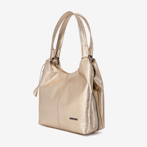 Geanta shopper model ROSE din piele naturală gold