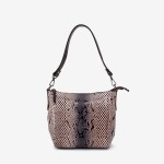 Geanta dama ENZO NORI ROBERTA, piele naturala, bej-maro cu imprimeu Geanta dama ENZO NORI ROBERTA, piele naturala, bej-maro cu imprimeu