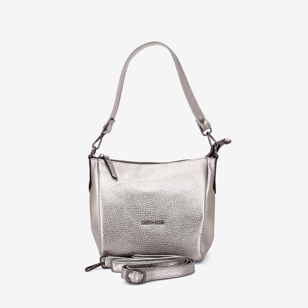 Geanta dama ENZO NORI ROBERTA, piele naturala, silver 