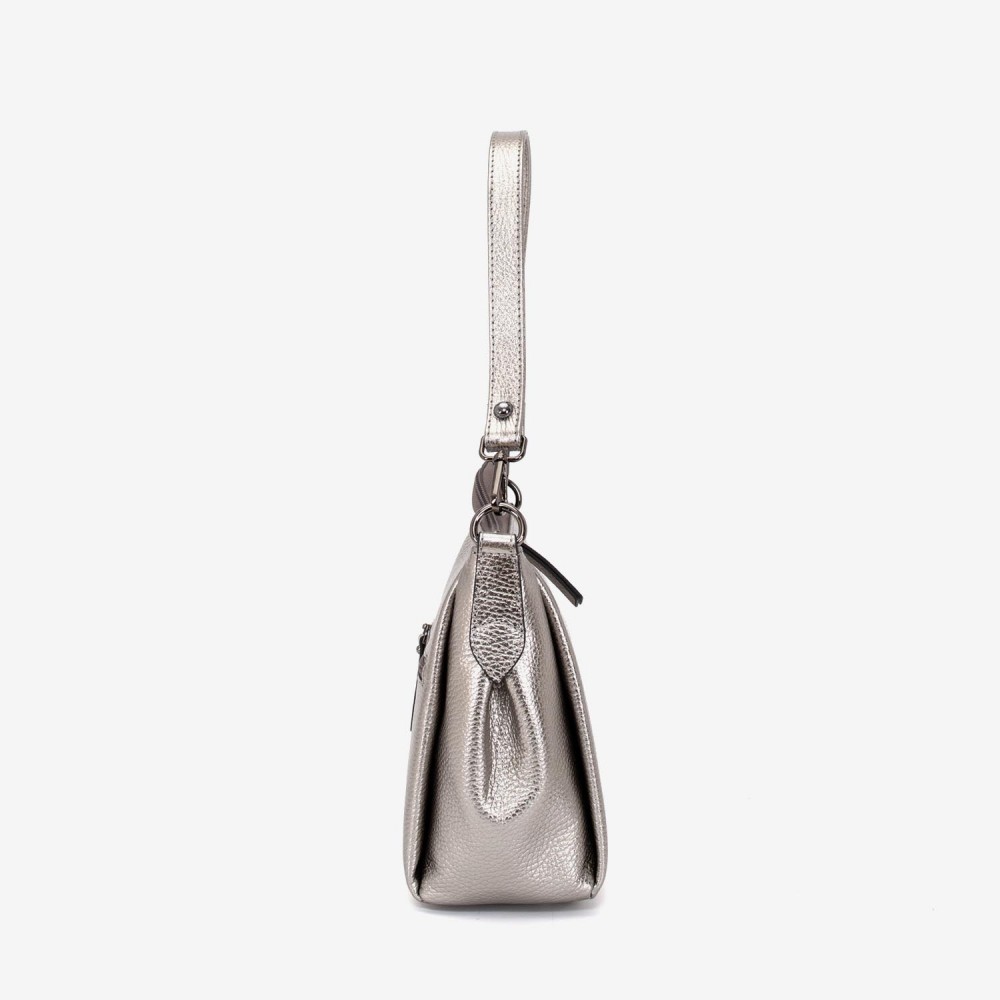 Geanta dama ENZO NORI ROBERTA, piele naturala, silver 