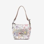 Geanta dama ENZO NORI ROBERTA, piele naturala, silver cu flori Geanta dama ENZO NORI ROBERTA, piele naturala, silver cu flori