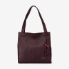 Geanta shopper model DREAM din piele naturală burgundy - Imagine 1