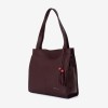 Geanta shopper model DREAM din piele naturală burgundy - Imagine 2