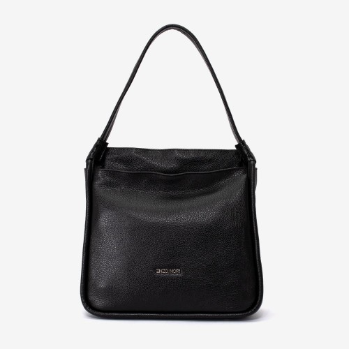 Geanta shopper model PIERY din piele naturală negru
