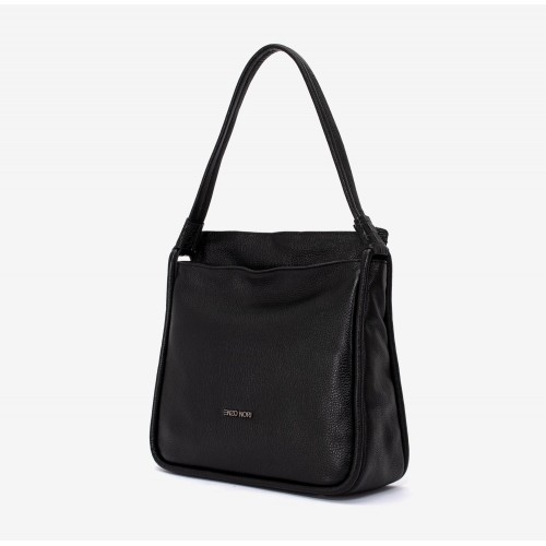 Geanta shopper model PIERY din piele naturală negru