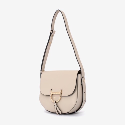 Geanta crossbody ENZO NORI model FREYA din piele naturală alb