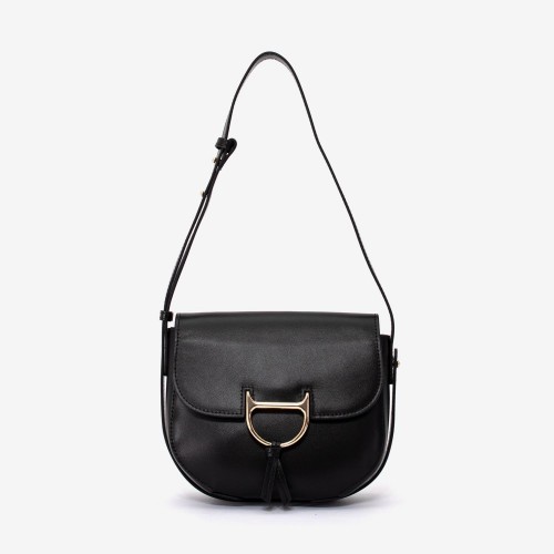 Geanta crossbody ENZO NORI model FREYA din piele naturală negru