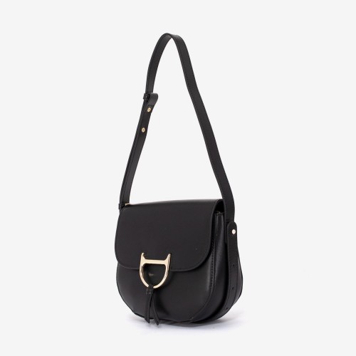 Geanta crossbody ENZO NORI model FREYA din piele naturală negru