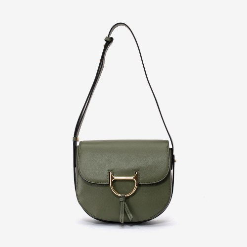 Geanta crossbody ENZO NORI model FREYA din piele naturală verde