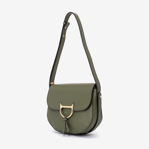 Geanta crossbody ENZO NORI model FREYA din piele naturală verde