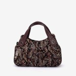 Geanta dama ENZO NORI model SIENNA piele naturală burgundy cu flori