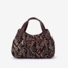 Geanta dama ENZO NORI model SIENNA piele naturală burgundy cu flori