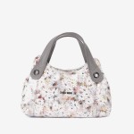 Geanta dama ENZO NORI model SIENNA piele naturală gri cu flori