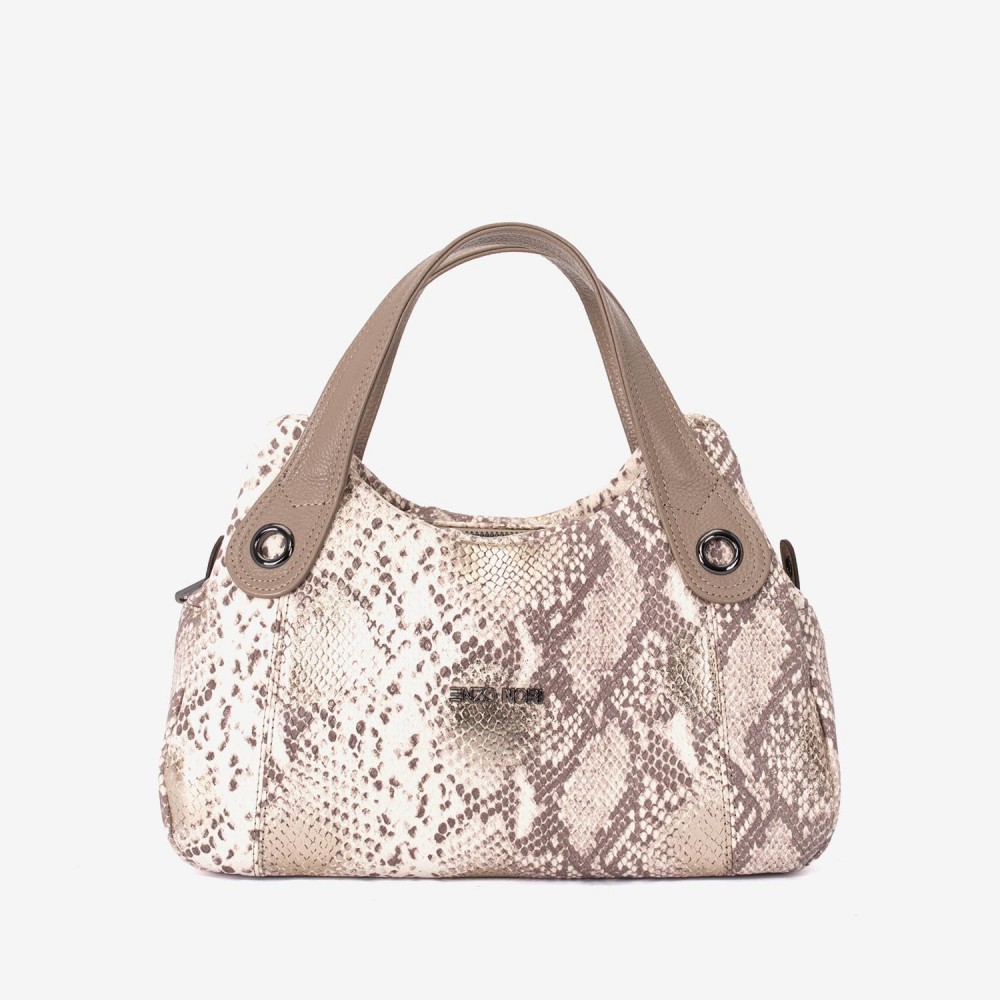 Geanta dama ENZO NORI model SIENNA piele naturală bej-gold