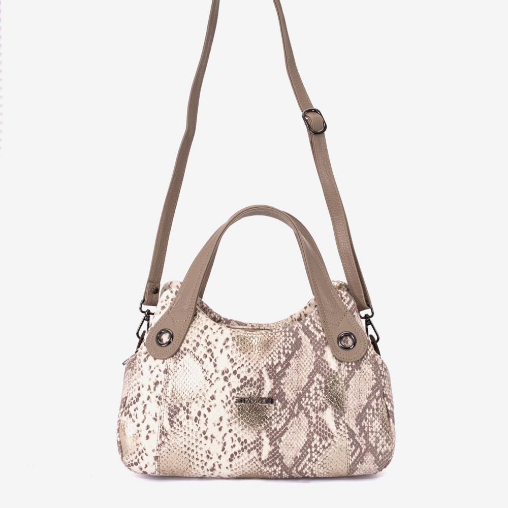 Geanta dama ENZO NORI model SIENNA piele naturală bej-gold