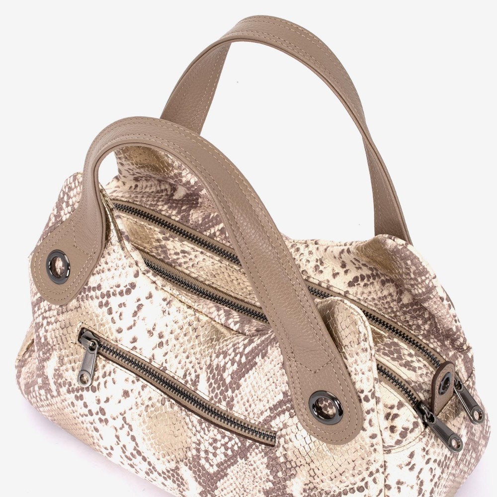 Geanta dama ENZO NORI model SIENNA piele naturală bej-gold