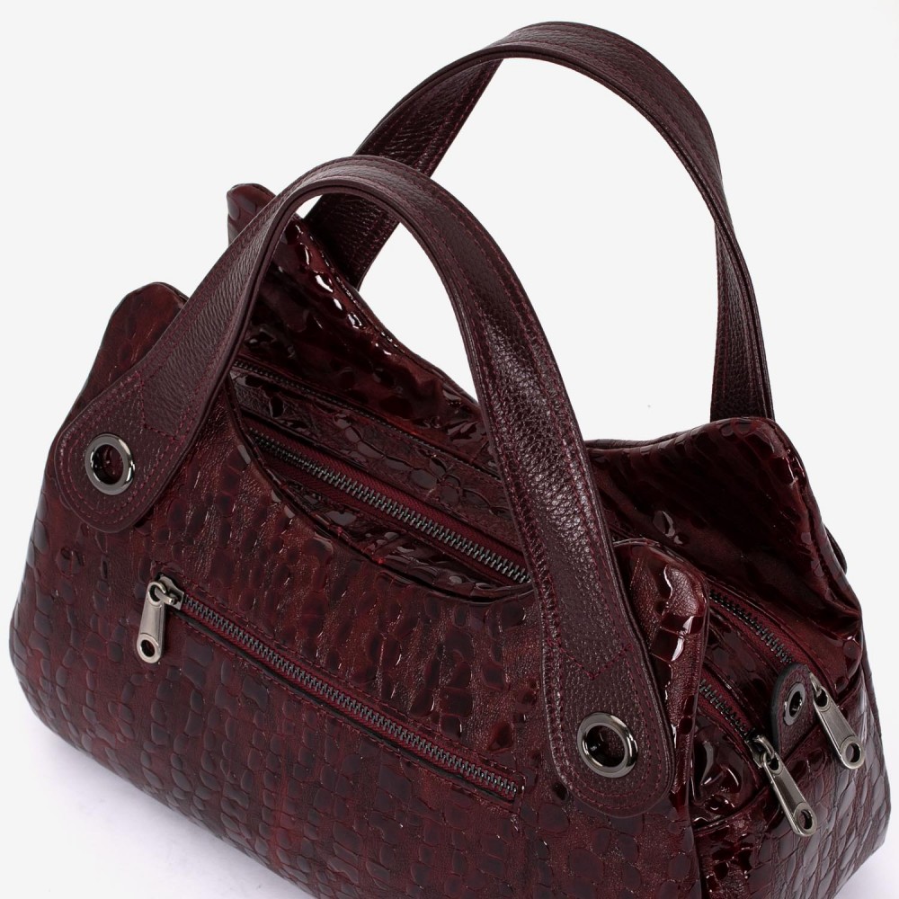 Geanta dama ENZO NORI model SIENNA piele naturala burgundy laser