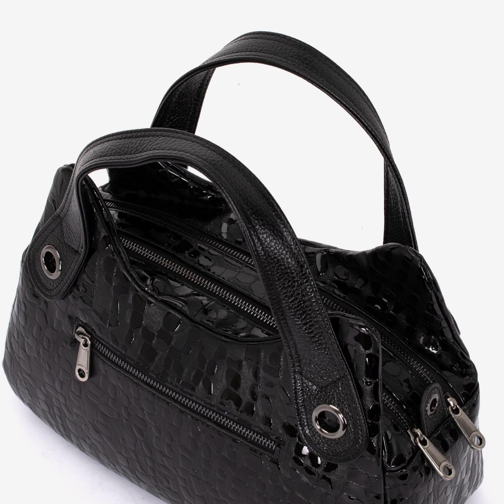 Geanta dama ENZO NORI model SIENNA piele naturală negru laser