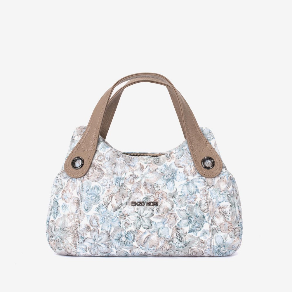 Geanta dama ENZO NORI model SIENNA piele naturală albastru cu flori