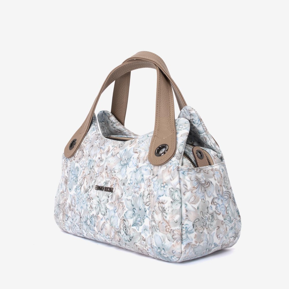 Geanta dama ENZO NORI model SIENNA piele naturală albastru cu flori