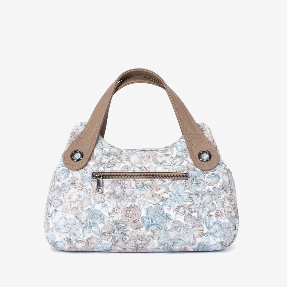 Geanta dama ENZO NORI model SIENNA piele naturală albastru cu flori